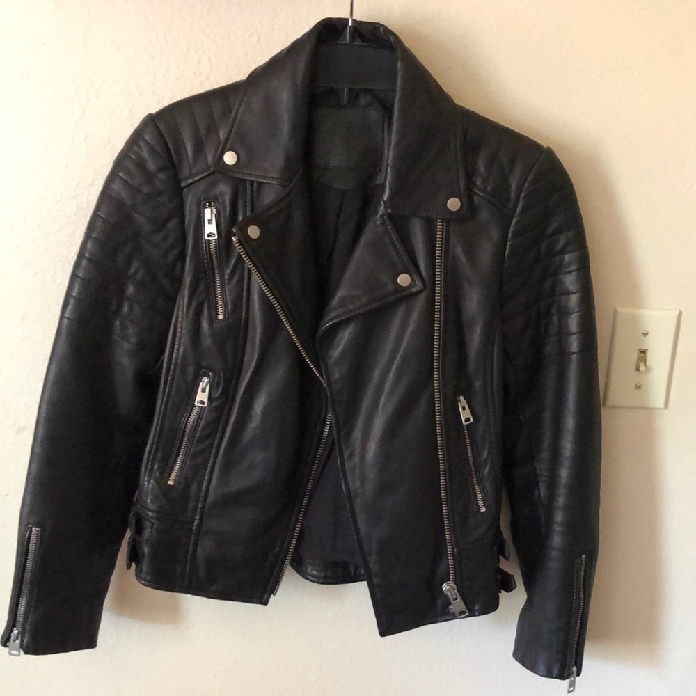 Allsaints Papin Leather Biker Jacket US 2 UK 6